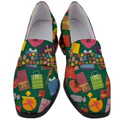 Presents Gifts Background Colorful Women s Chunky Heel Loafers