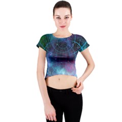 Network Earth Block Chain Globe Crew Neck Crop Top by Pakrebo