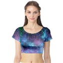 Network Earth Block Chain Globe Short Sleeve Crop Top View1