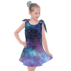 Network Earth Block Chain Globe Kids  Tie Up Tunic Dress by Pakrebo