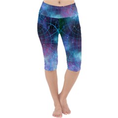 Network Earth Block Chain Globe Lightweight Velour Cropped Yoga Leggings