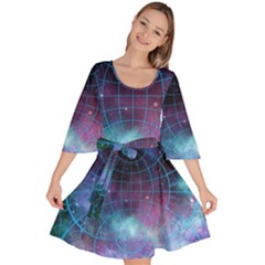 Network Earth Block Chain Globe Velour Kimono Dress by Pakrebo