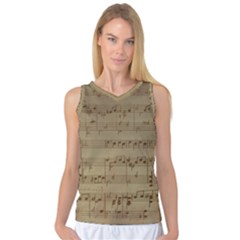 Vintage Sheet Music Background Women s Basketball Tank Top by Pakrebo