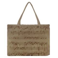 Vintage Sheet Music Background Zipper Medium Tote Bag by Pakrebo