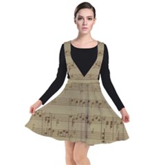 Vintage Sheet Music Background Plunge Pinafore Dress