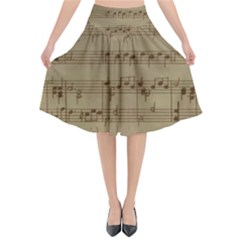 Vintage Sheet Music Background Flared Midi Skirt by Pakrebo