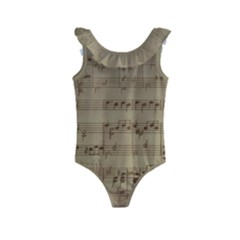 Vintage Sheet Music Background Kids  Frill Swimsuit