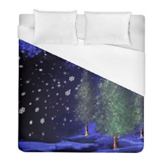 Winter Wonderland Night Snow Duvet Cover (full/ Double Size) by Pakrebo