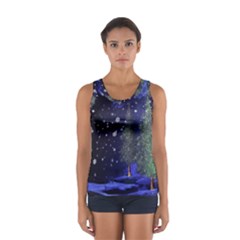 Winter Wonderland Night Snow Sport Tank Top  by Pakrebo