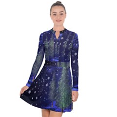 Winter Wonderland Night Snow Long Sleeve Panel Dress by Pakrebo