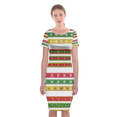 Christmas Ribbons Christmas Gold Classic Short Sleeve Midi Dress