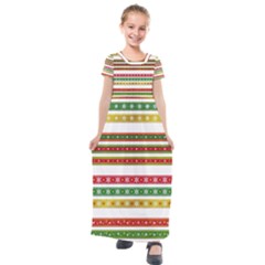 Christmas Ribbons Christmas Gold Kids  Short Sleeve Maxi Dress by Pakrebo