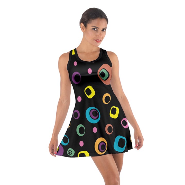 Abstract Background Retro 60s 70s Cotton Racerback Dress