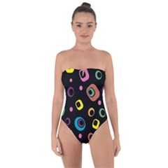 Abstract Background Retro 60s 70s Tie Back One Piece Swimsuit by Pakrebo