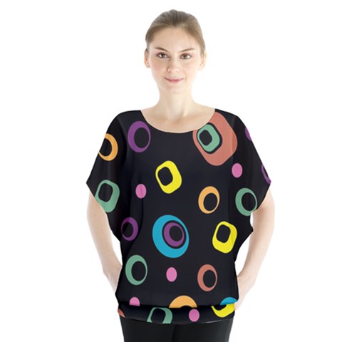 Abstract Background Retro 60s 70s Batwing Chiffon Blouse by Pakrebo