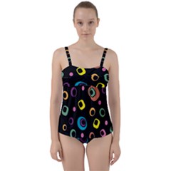 Abstract Background Retro 60s 70s Twist Front Tankini Set by Pakrebo