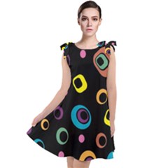 Abstract Background Retro 60s 70s Tie Up Tunic Dress