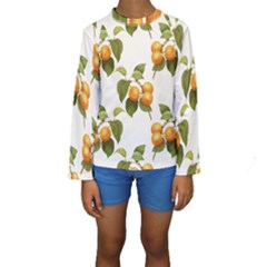 Apricot Fruit Vintage Art Kids  Long Sleeve Swimwear by Pakrebo