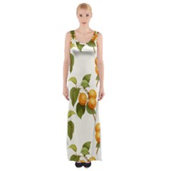 Apricot Fruit Vintage Art Maxi Thigh Split Dress