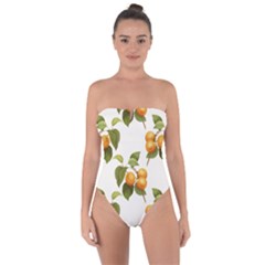 Apricot Fruit Vintage Art Tie Back One Piece Swimsuit by Pakrebo