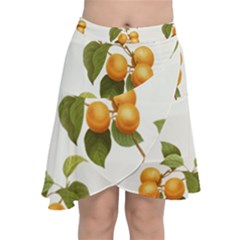 Apricot Fruit Vintage Art Chiffon Wrap Front Skirt by Pakrebo