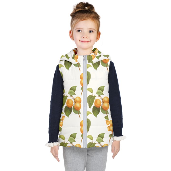 Apricot Fruit Vintage Art Kids  Hooded Puffer Vest