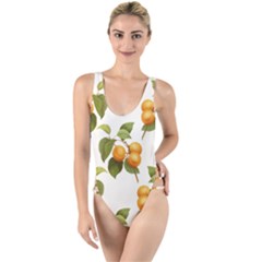 Apricot Fruit Vintage Art High Leg Strappy Swimsuit by Pakrebo