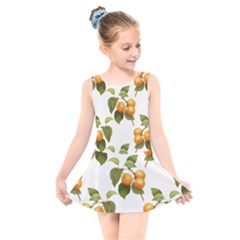 Apricot Fruit Vintage Art Kids  Skater Dress Swimsuit