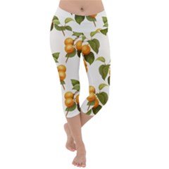 Apricot Fruit Vintage Art Lightweight Velour Capri Yoga Leggings