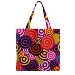 Abstract Circles Background Retro Zipper Grocery Tote Bag by Pakrebo