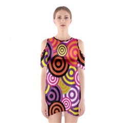 Abstract Circles Background Retro Shoulder Cutout One Piece Dress by Pakrebo