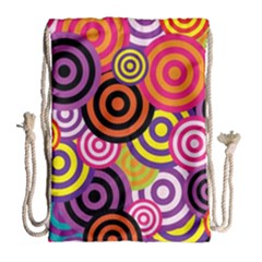 Abstract Circles Background Retro Drawstring Bag (large)