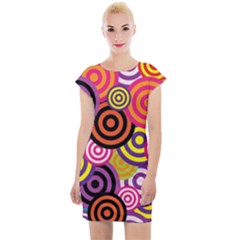 Abstract Circles Background Retro Cap Sleeve Bodycon Dress by Pakrebo