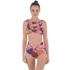 Abstract Circles Background Retro Bandaged Up Bikini Set  by Pakrebo