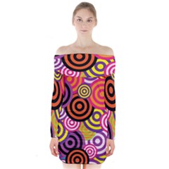 Abstract Circles Background Retro Long Sleeve Off Shoulder Dress by Pakrebo