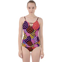 Abstract Circles Background Retro Cut Out Top Tankini Set by Pakrebo