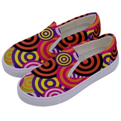 Abstract Circles Background Retro Kids  Canvas Slip Ons by Pakrebo