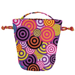 Abstract Circles Background Retro Drawstring Bucket Bag