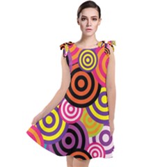 Abstract Circles Background Retro Tie Up Tunic Dress