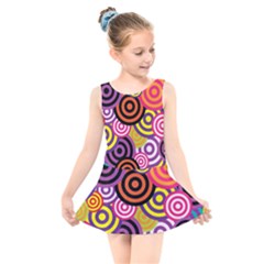 Abstract Circles Background Retro Kids  Skater Dress Swimsuit