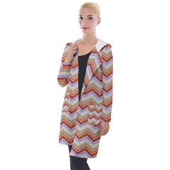 Background Chevron Pattern Design Hooded Pocket Cardigan