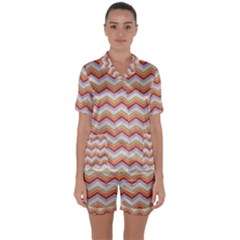 Background Chevron Pattern Design Satin Short Sleeve Pyjamas Set by Pakrebo