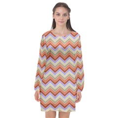 Background Chevron Pattern Design Long Sleeve Chiffon Shift Dress  by Pakrebo