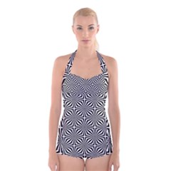 Background Pattern Halftone Boyleg Halter Swimsuit  by Pakrebo