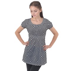 Background Pattern Halftone Puff Sleeve Tunic Top by Pakrebo