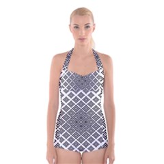 Background Pattern Halftone Boyleg Halter Swimsuit  by Pakrebo