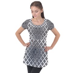 Background Pattern Halftone Puff Sleeve Tunic Top by Pakrebo