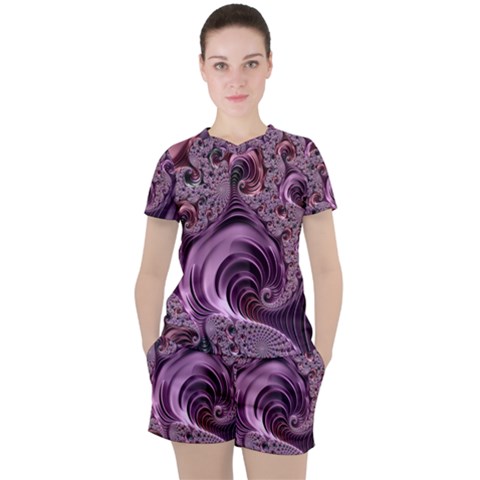 Abstract Art Fractal Art Fractal Women s Tee And Shorts Set by Pakrebo