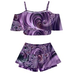 Abstract Art Fractal Art Fractal Kids  Off Shoulder Skirt Bikini