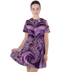 Abstract Art Fractal Art Fractal Short Sleeve Shoulder Cut Out Dress 